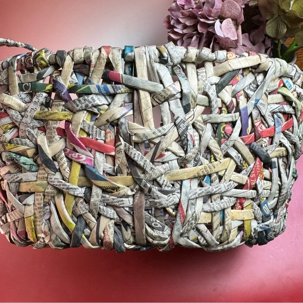 Trader Joe's Recycled Newspaper Hand Woven Basket